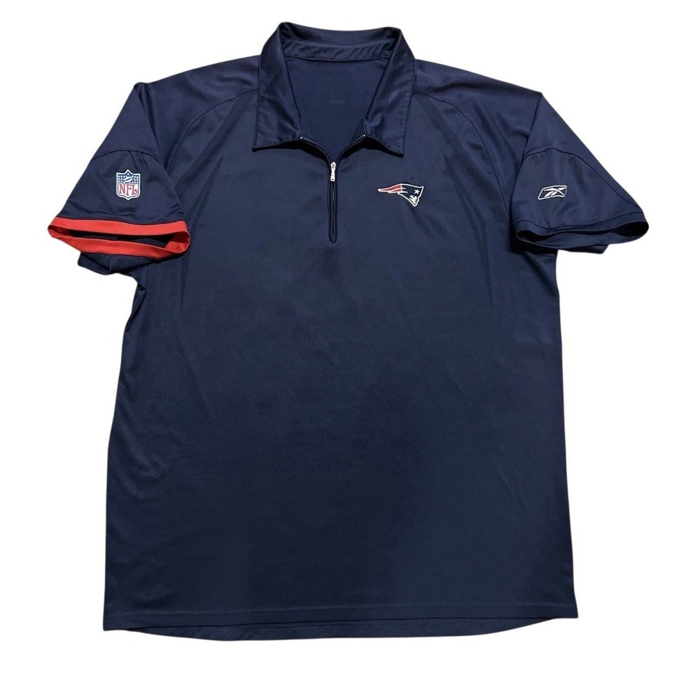 New England Patriots PlayDry 1/4 Zip Reebok Men's Large NFL‎ Short Sleeve Shirt